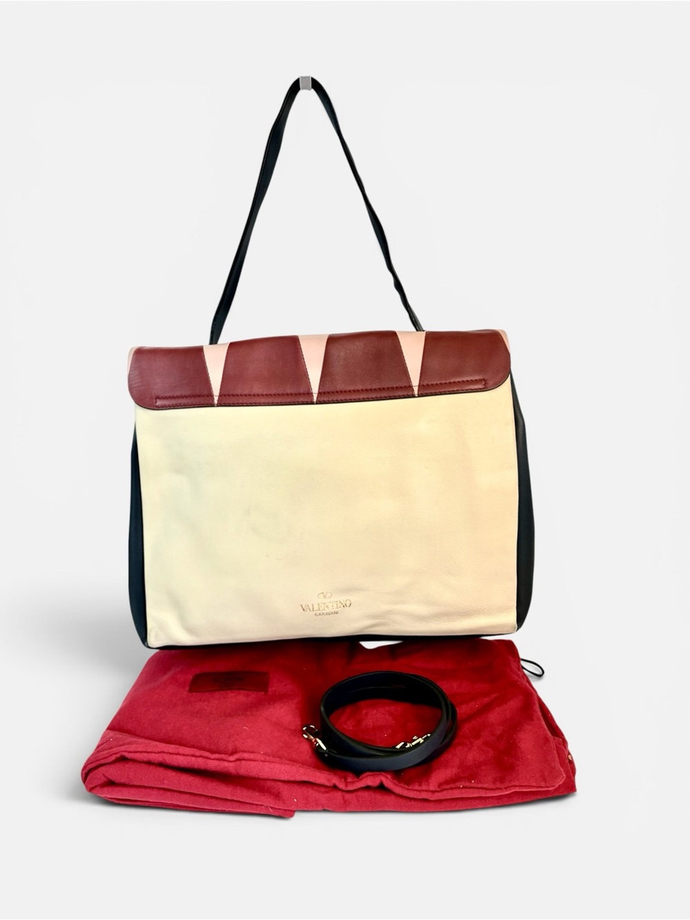 Valentino Garavani Leather Colorblock Shoulder Bag w/ Strap Dust Bag - Picture 2 of 13